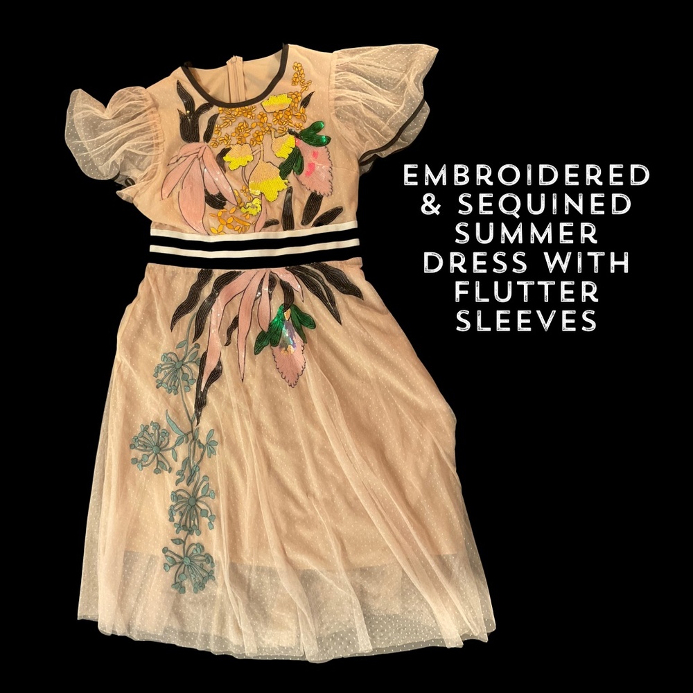 Gorgeous sequined and embroidered summer dress